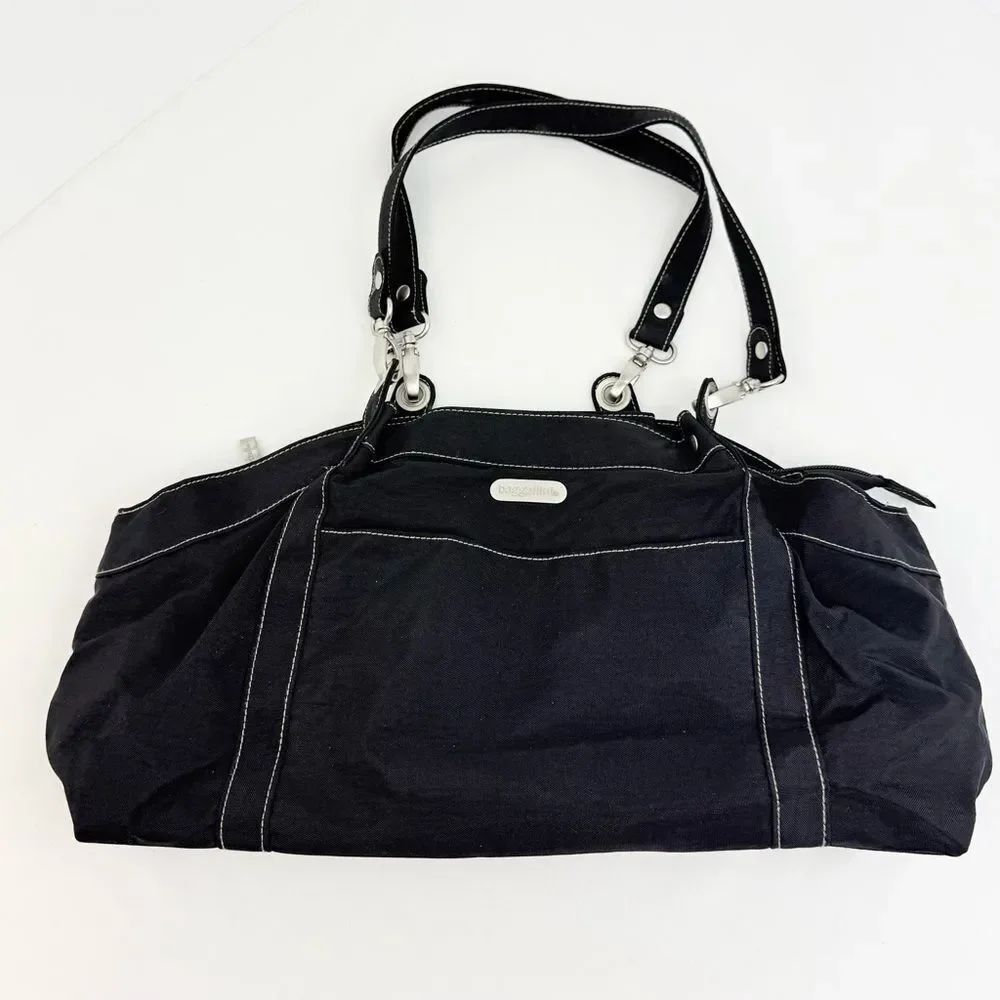 Baggallini Baby HAMPTON Black Nylon Double Handle Washable Shoulder Bag
